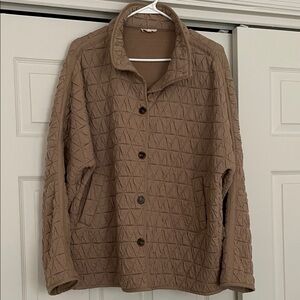 Quilted Button-Front Jacket in Taupe